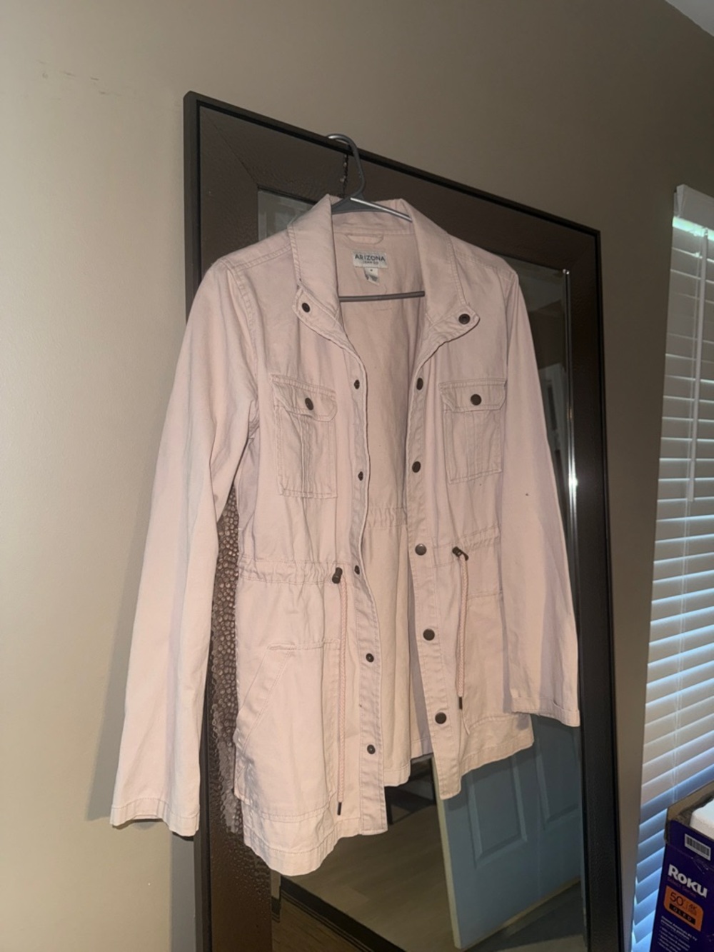 Arizona Jean Company Blush Pink Utility Jacket with Drawstring Waist